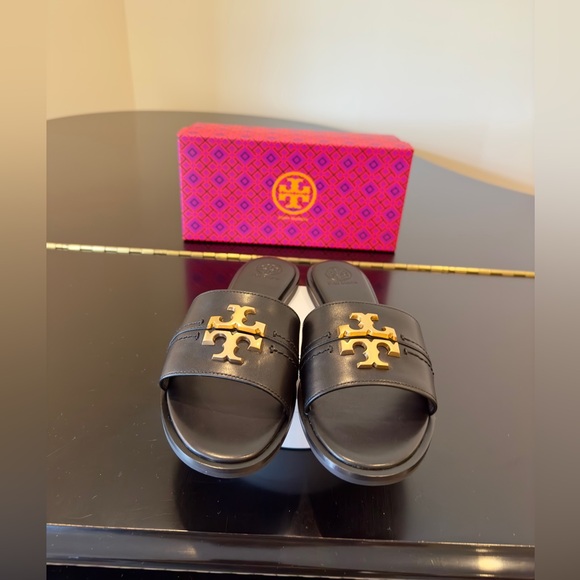 NWT Luxury Spring Summer Beach Authentic RARE Tory Burch Black Everly Slide/Shoe - Picture 6 of 17